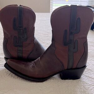 Lucchese Dark Brown Western Boots with Black Accents